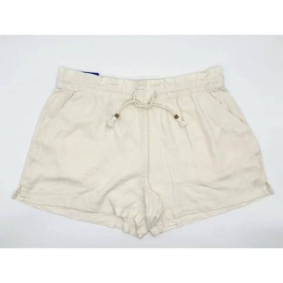 Hang Ten Women's Linen Blend Short, Cream, Size L