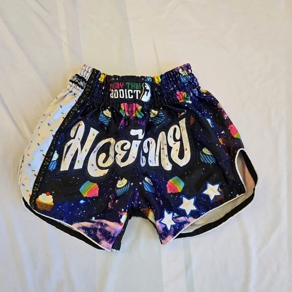 Muay Thai Addict Shorts‎ Adult Sz S Galaxy Cupcakes Pink Blue Kickboxing MMA
