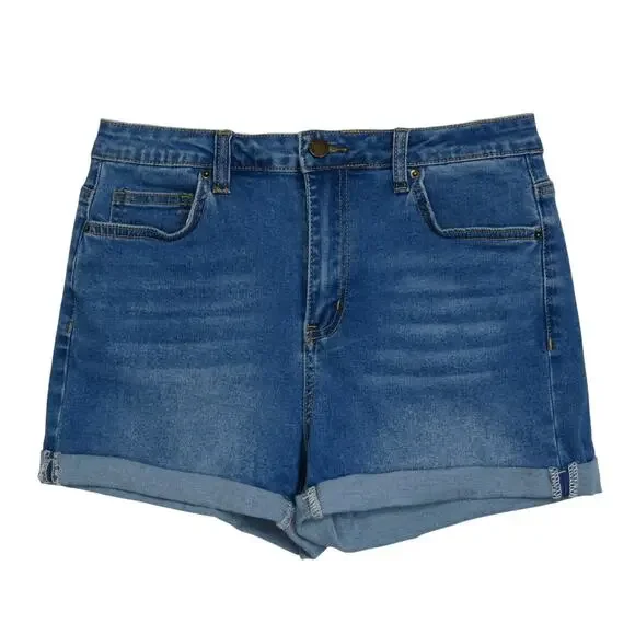 Shein Denim Shorts High Rise Cuffed Jean Shorts Large 28