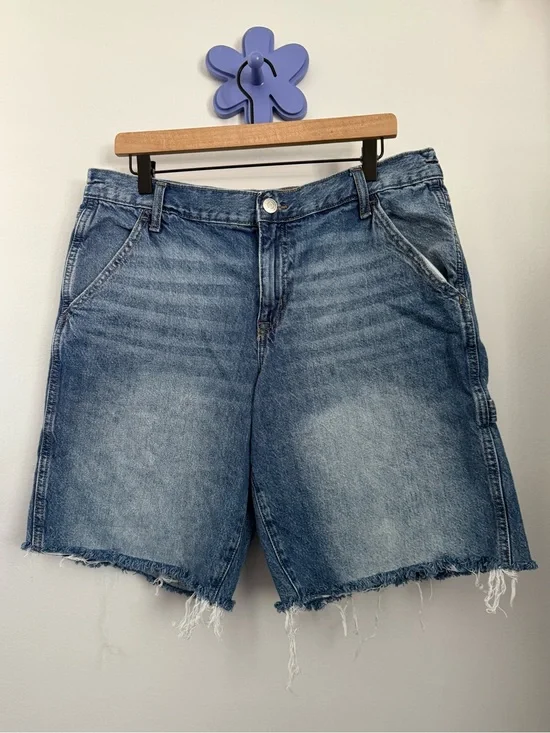 Aeropostale Men’s Large Baggy Denim Jorts Medium Wash 90s Relaxed Cargo