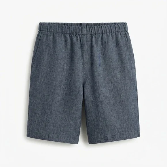 Flax Womens Blue 100% Linen Elastic Waist Relaxed Shorts Size Medium - IW