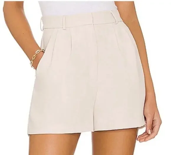 Amanda Uprichard Revolve Jane Shorts Size L Light Blush Beige Lined Tailored