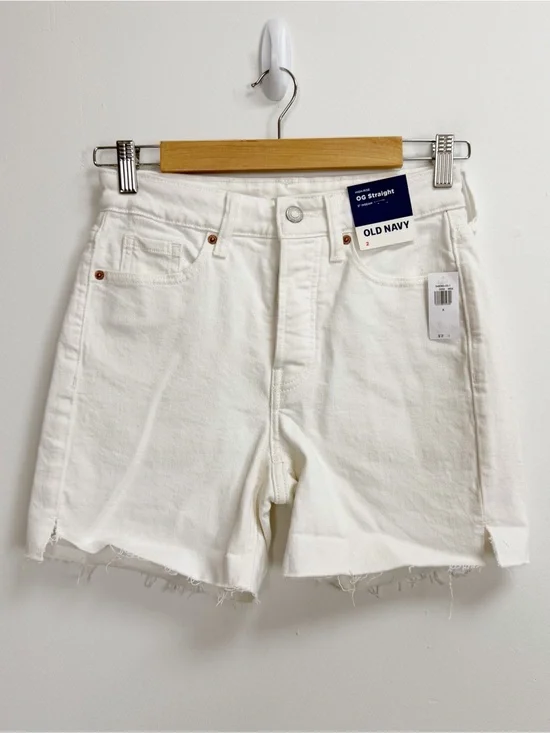 Old Navy Shorts Womens 2 White Jean Denim OG Straight 5 Inch Inseam NWT NEW