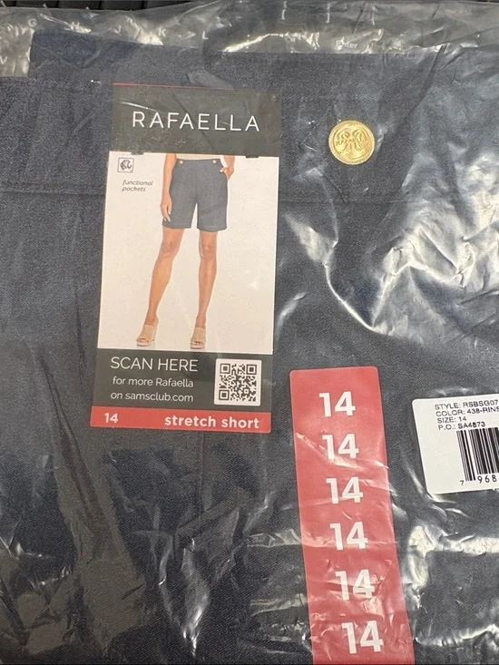Rafaella Navy Stretch Shorts with Gold Button Accent