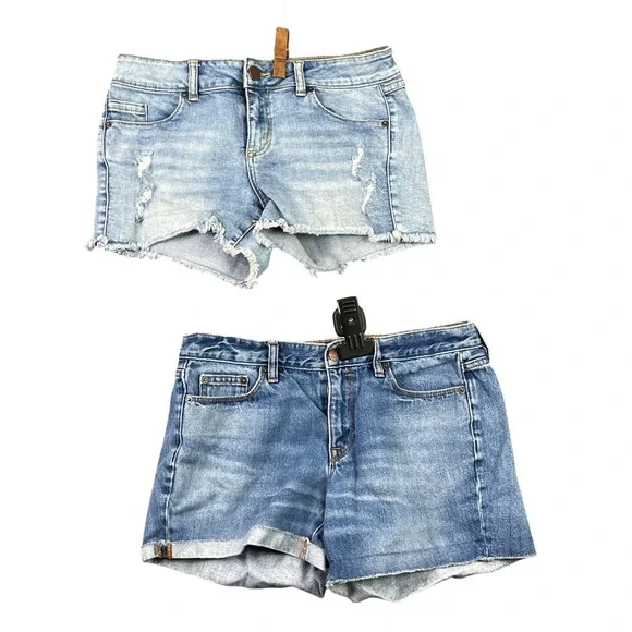 J.Crew Denim Shorts Women 28 Blue Lot of 2 Distressed Cuffed Summer Casual