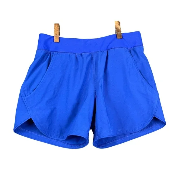 Lands' End Active Shorts Womens 8 Blue Stretch Athletic Running Pockets Gym