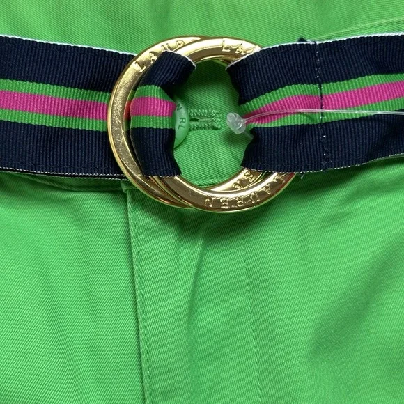 Vintage LAUREN RALPH LAUREN Barbados Grass Green Women's‎ Shorts Ribbon Belt