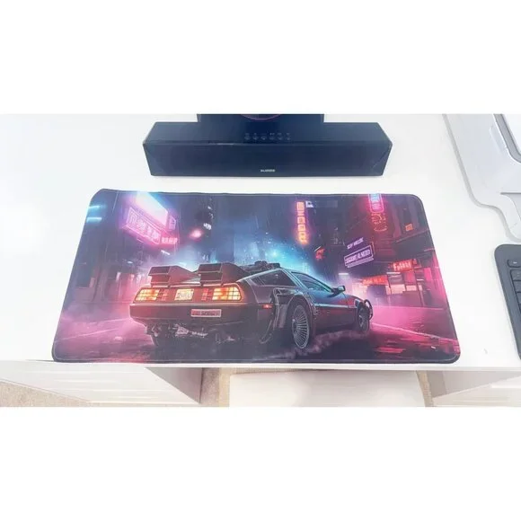Cyberpunk Car Pattern Extended Mouse Pad: Large Non-Slip Desk Mat for Gaming & O