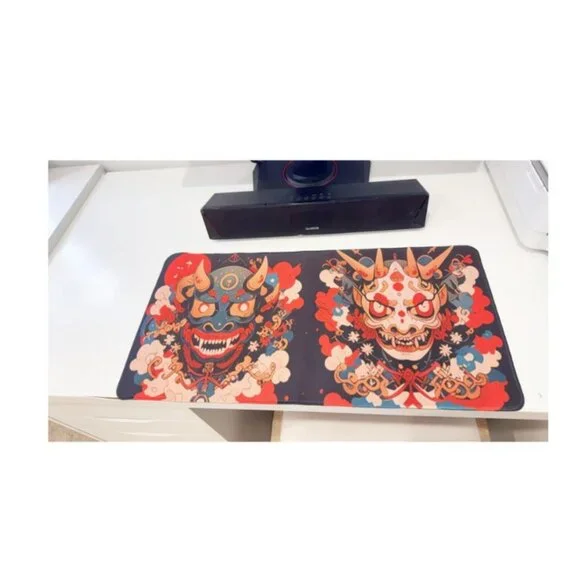 Vibrant Folk Mask Pattern Non-Slip Extended Mouse Pad