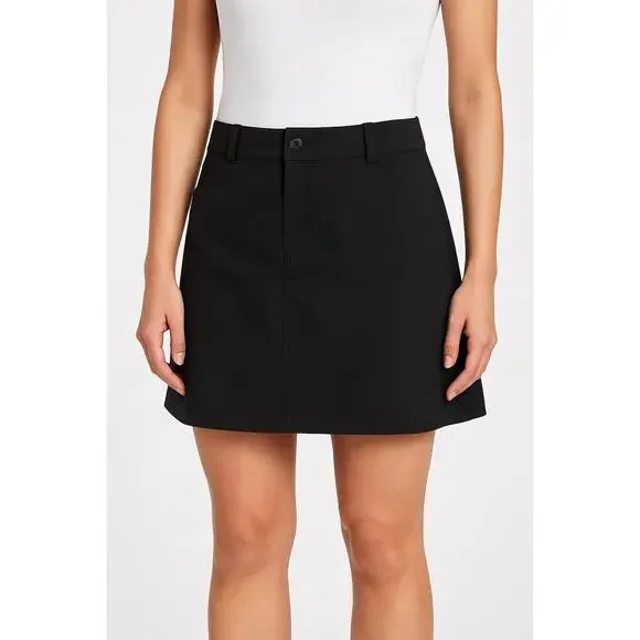 Slazenger Black Belt Loops Front Button Closure Pocket Aline Skirt Skort Size 12