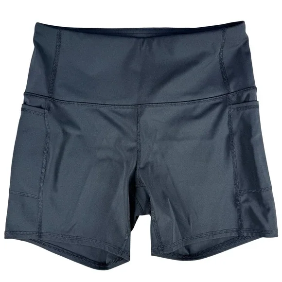 RBX Active Bike Shorts High Waist Side Pockets Black Medium Womens Poly Blend