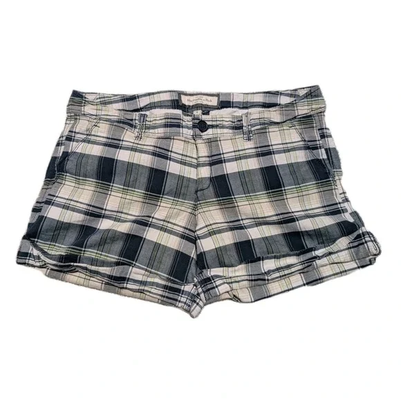 Abercrombie & Fitch Madras Shorts‎  Size 8 Stretch Blue Brown Preppy