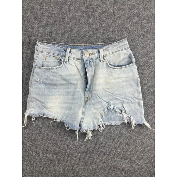 BDG Mom High Rise Shorts Women's 27W Blue Jean Denim Cutoffs Distressed‎ Cotton