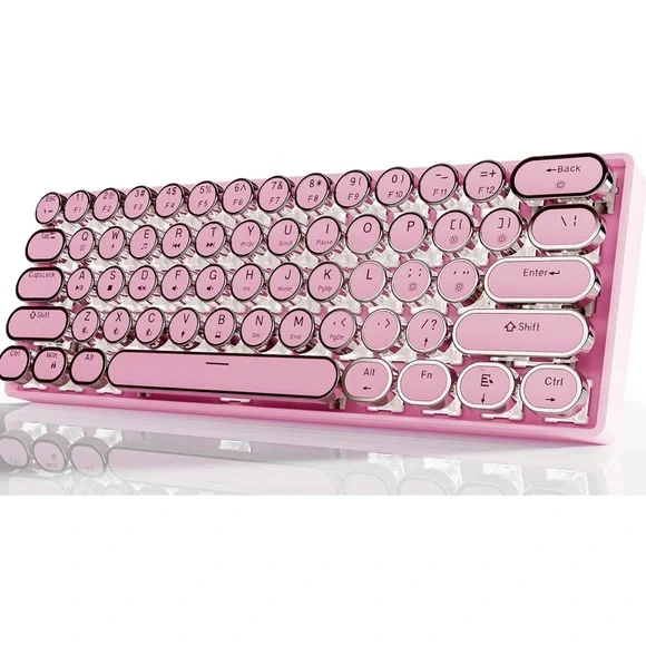 EWEADN G61 Wireless Mechanical Typewriter Keyboard, 60% Mini White Backlit