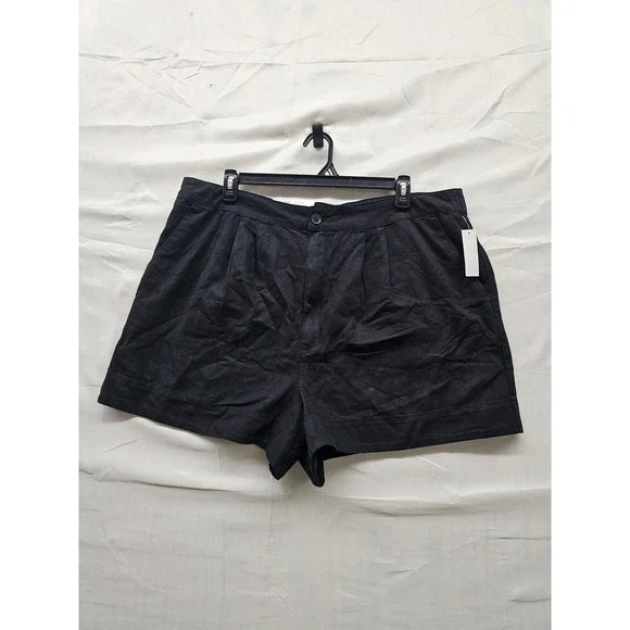 Joie Womens Pleated Shorts Black Linen Blend Casual Size XXL