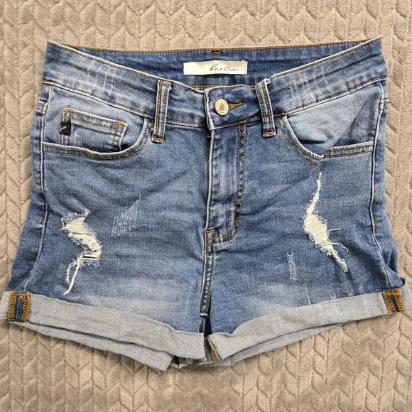 KanCan Los Angeles Distressed Medium Wash Cuffed Denim‎ Shorts KC6036M Size 25/3