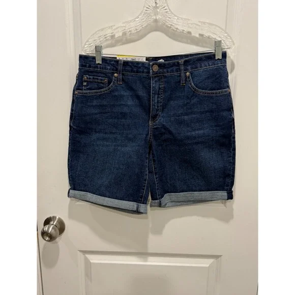 Seven7 Women Relaxed Bermuda Denim Shorts‎ Scottsdale Dark Wash Size 8 NWT
