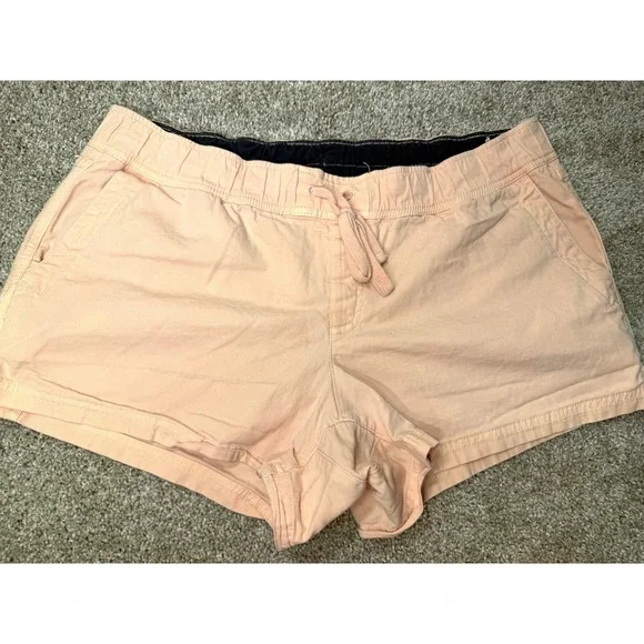 The North Face Womens Peach Organic Cotton Blend Drawstring Hiking Shorts XL
