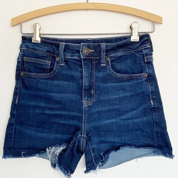 American Eagle shorts high waisted‎ dark wash cut off next level stretch size 2