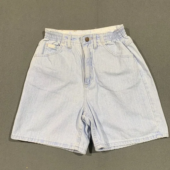 Vintage Lee Riders Womens Size 6P Blue Light‎ Wash Long  Bermuda Grandma Highh