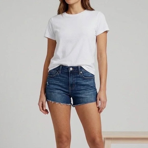 American Eagle Super Stretch Shortie Denim Shorts Dark Wash Cutoff Size‎ 4