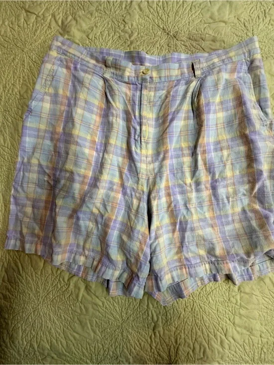 Jones New York Pastel Plaid Women’s Shorts - Lavender, Yellow, Blue