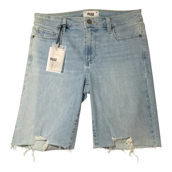 Paige Jax Knee Cut Off‎ Short Niana Destructed Light Wash Denim Size 4 (27)