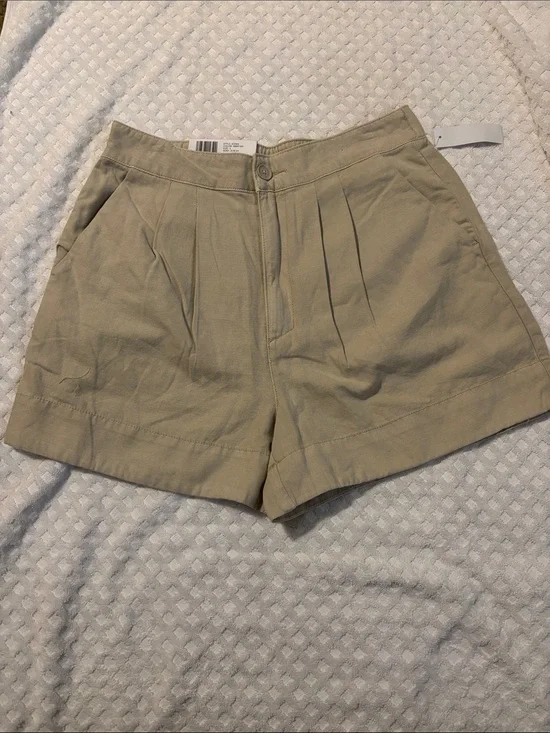 Joie Khaki High-Waist Pleated Women's Shorts‎