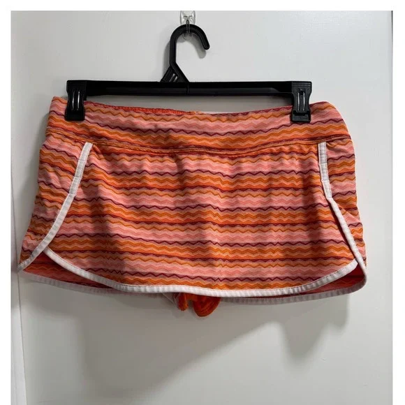 Athleta Orange Pink Chevron‎ Zig Zag Athletic Skort Size L 983821