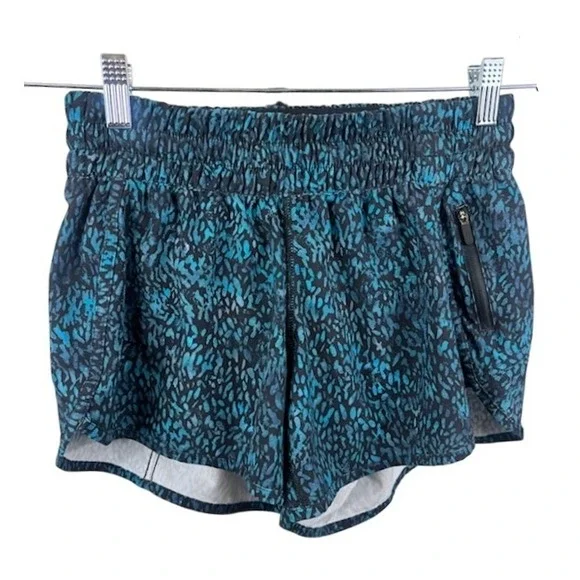 Lululemon‎ Athletica Teal Abstract Print Athletic Running Shorts Women's Size 8