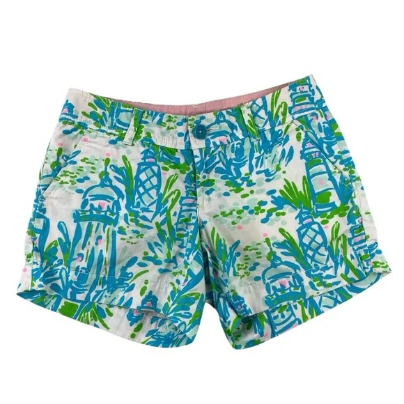 Lilly Pulitzer Women’s Colorful Tropical Beachy‎ Printed Shorts Sz 0