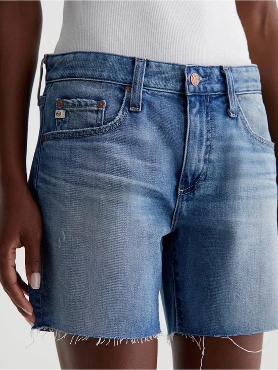 Ag Adriano Goldschmied Faded Blue Denim Cutoff Shorts
