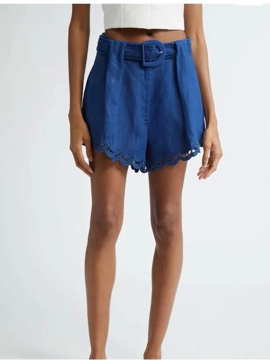 FARM Rio Richelieu lace detail linen shorts