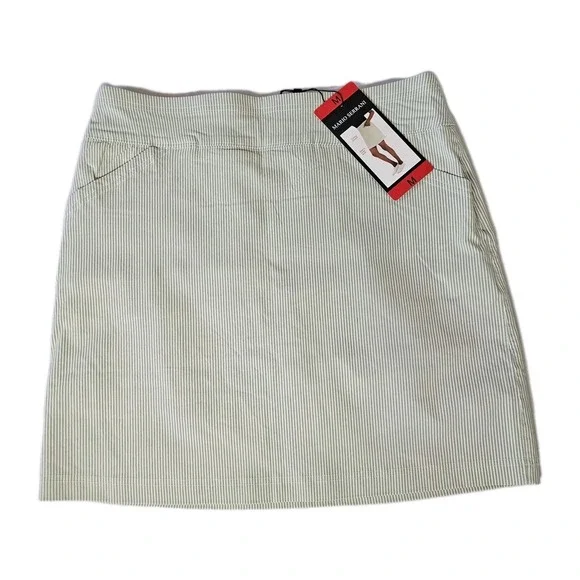 NWT Mario Serrani Ladies Medium‎ Tummy Control Skort Front Pockets Green Striped