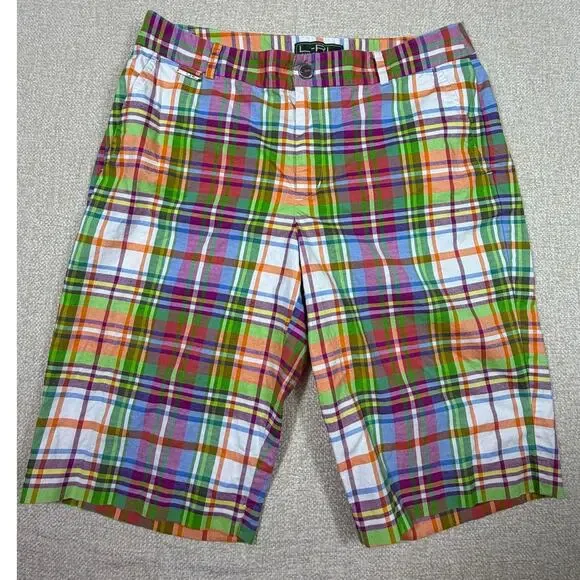 Lauren Ralph Lauren Women 6 Orange/Green Plaid Preppy Resort Casual Shorts