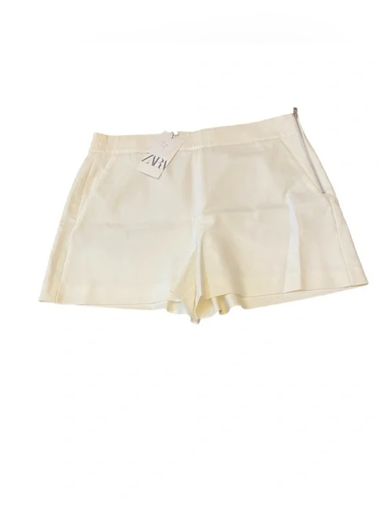 ZARA Cream High-Waist Tailored Shorts