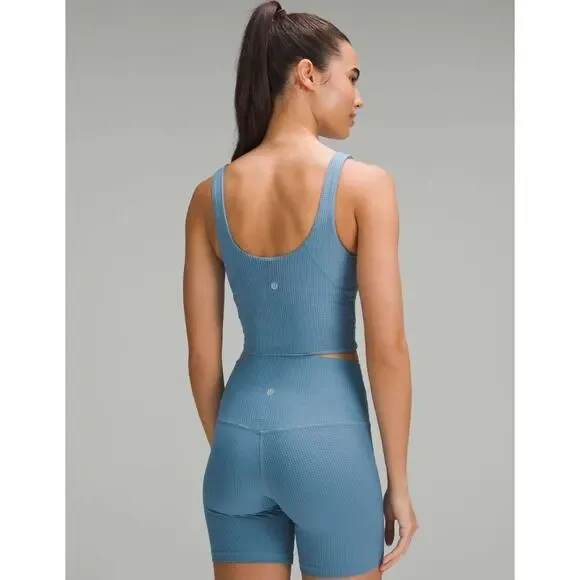 Lululemon‎ Scoop Neck Yoga Tank Top *Grid Texture Utility Blue