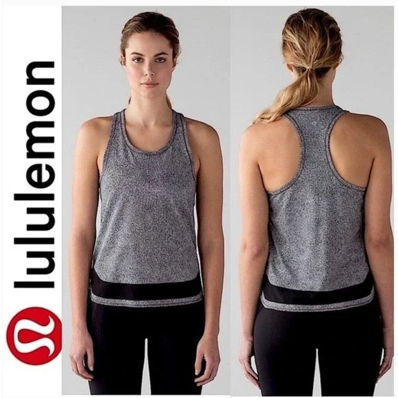 LULULEMON Smooth‎ Stride Tank Sea Spray Alpine White Dark Chrome 4-Neutral Core
