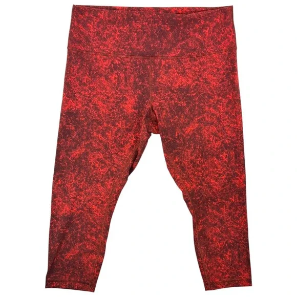 lululemon Wunder Train Crop 23 Denim Wash Autumn Red‎ Black Size 18 Leggings