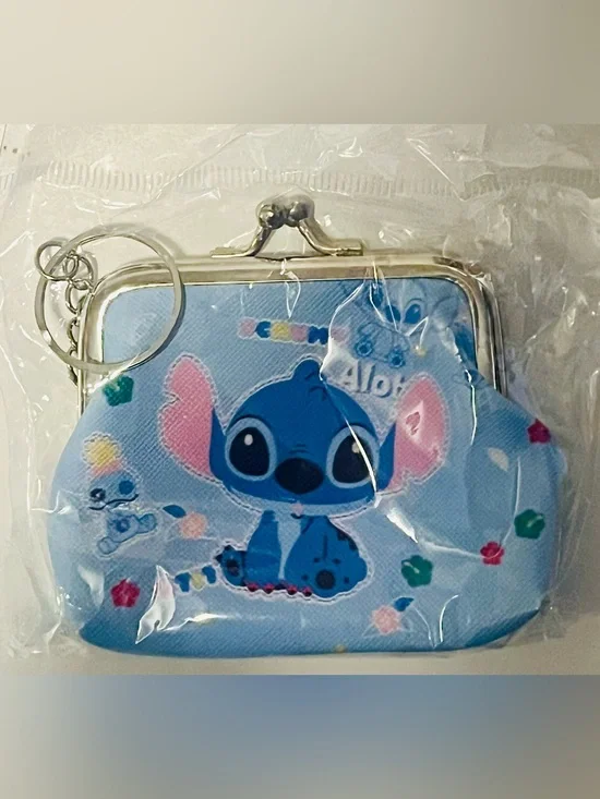 Blue Stitch Kids Coin Purse Keychain
