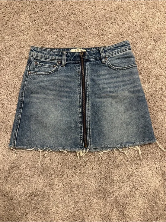 We The Free Denim Zip-Front Mini Skirt - Blue