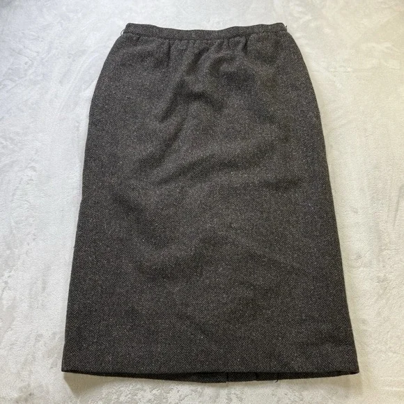 Tahari Vintage USA Wool Blend Herringbone Pencil Midi Skirt Women's 11/12P
