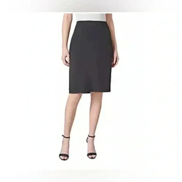 Kasper Petite Black‎ Cotton Blend Lined Pencil Skirt Size 6P Back Slit Business