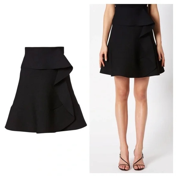 Scanlan Theodore Black Ruffled Mini Skirt