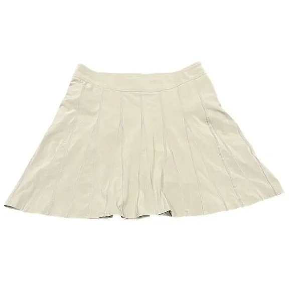 Athleta Cream Pleated A-Line Skirt