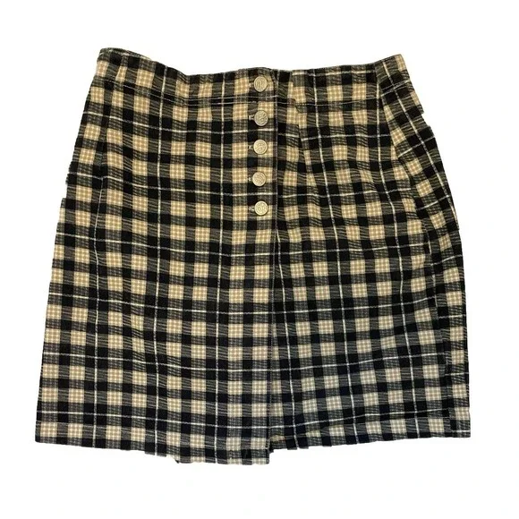Vtg Niki Lee‎ Denim Striped Button Wrap Skirt Womens Size 13 Mini Retro
