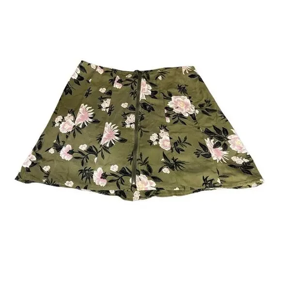 American Eagle Skirt Womens Size 10 Green Pink Floral Pleated Mini NWT Trendy