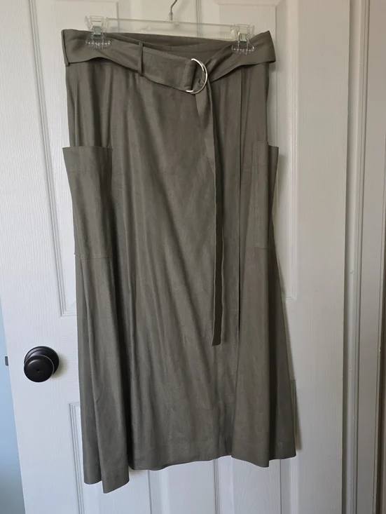 Modern Citizen Olive Midi Skirt with D-Ring Belt