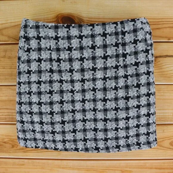 Ophelia Roe Short Pencil Skirt Womens Sz XL Black Geometric Pattern Lined Zipper