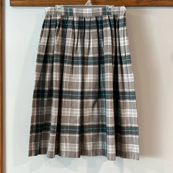 Vintage‎ - Blvd. East wool midi plaid skirt, 32